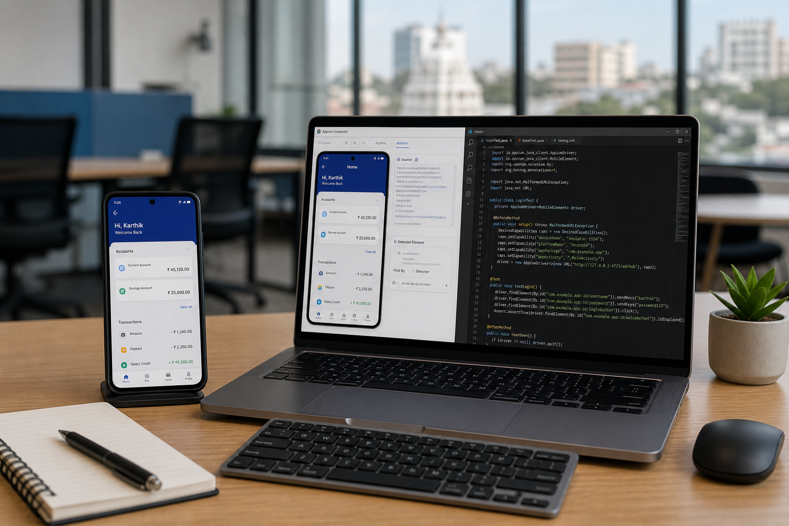 Appium mobile automation engineer testing Android and iOS apps with Inspector
